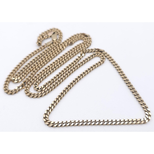 205 - A Vintage 9K Yellow Gold Curb Chain. 76cm length. 25.7g weight.