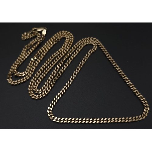 205 - A Vintage 9K Yellow Gold Curb Chain. 76cm length. 25.7g weight.