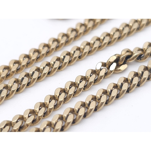 205 - A Vintage 9K Yellow Gold Curb Chain. 76cm length. 25.7g weight.