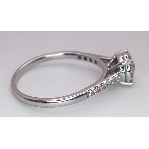 250 - AN 18K WHITE GOLD DIAMOND RING. Size S, 0.60ctw, 3g total weight.