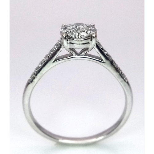 250 - AN 18K WHITE GOLD DIAMOND RING. Size S, 0.60ctw, 3g total weight.