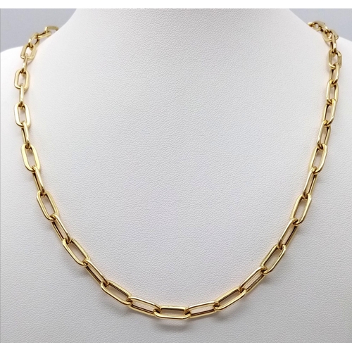 296 - An 18K Yellow Gold Elongated Link Chain. 58cm length. 8.05g weight.