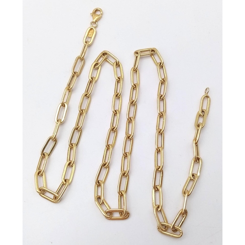 296 - An 18K Yellow Gold Elongated Link Chain. 58cm length. 8.05g weight.