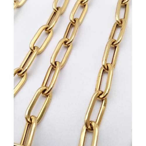 296 - An 18K Yellow Gold Elongated Link Chain. 58cm length. 8.05g weight.