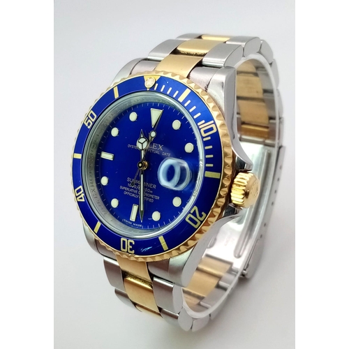 33 - A Classic Rolex Oyster Bi-Metal Submariner Gents Watch. 18K Gold and stainless steel bracelet and ca... 