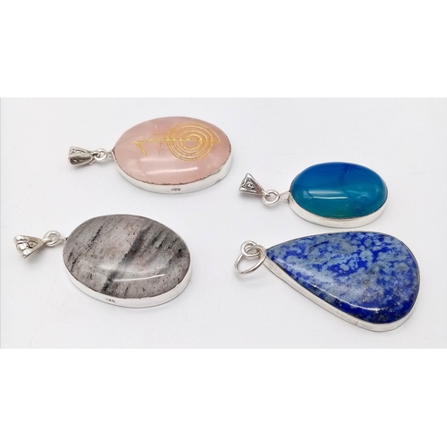 332 - A Wonderful Mixture Of Four Gemstone 925 Silver Pendants -from the Exciting New Jowett of London Col... 