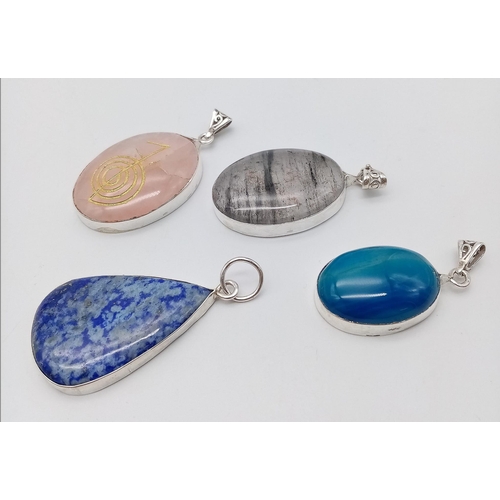 332 - A Wonderful Mixture Of Four Gemstone 925 Silver Pendants -from the Exciting New Jowett of London Col... 