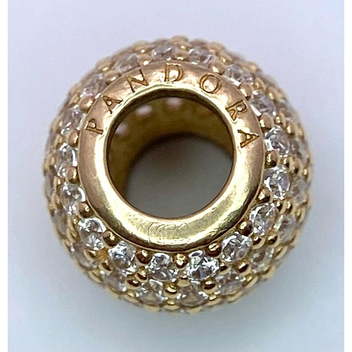 383 - A 14K YELLOW GOLD STONE SET PANDORA CHARM. 2.3g total weight.    Ref: SC 7016