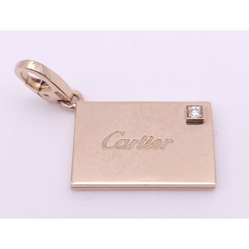 40 - GENUINE CARTIER 18K ROSE GOLD, DIAMOND SET, ENVELOPE CHARM/PENDANT.
SIZE: 2CM WIDE
WEIGHT: 7.1G

REF... 