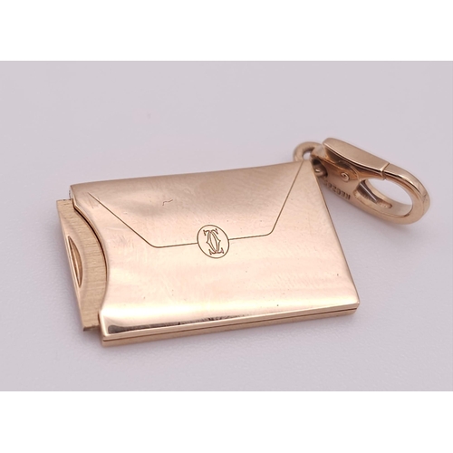 40 - GENUINE CARTIER 18K ROSE GOLD, DIAMOND SET, ENVELOPE CHARM/PENDANT.
SIZE: 2CM WIDE
WEIGHT: 7.1G

REF... 