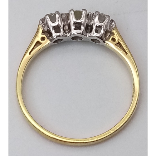 437 - 18K YELLOW GOLD DIAMOND 3 STONE RING
0.30CTW, WEIGHS 1.9G, AND SIZE: K

REF: A/S 7006