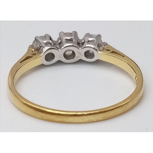 437 - 18K YELLOW GOLD DIAMOND 3 STONE RING
0.30CTW, WEIGHS 1.9G, AND SIZE: K

REF: A/S 7006