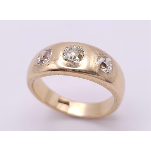 47 - 18K YELLOW GOLD, OLD CUT DIMAOND, 3 STONE RING.
APPROX 1.40CTW OF OLD CUTS.
WEIGHT: 12.3G
SIZE U

RE... 