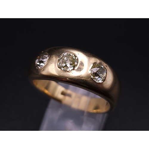 47 - 18K YELLOW GOLD, OLD CUT DIMAOND, 3 STONE RING.
APPROX 1.40CTW OF OLD CUTS.
WEIGHT: 12.3G
SIZE U

RE... 