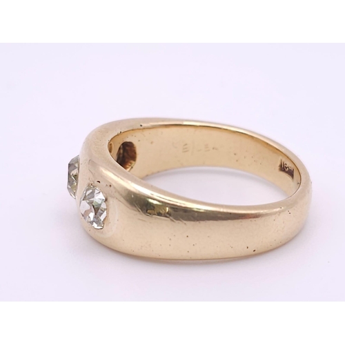 47 - 18K YELLOW GOLD, OLD CUT DIMAOND, 3 STONE RING.
APPROX 1.40CTW OF OLD CUTS.
WEIGHT: 12.3G
SIZE U

RE... 