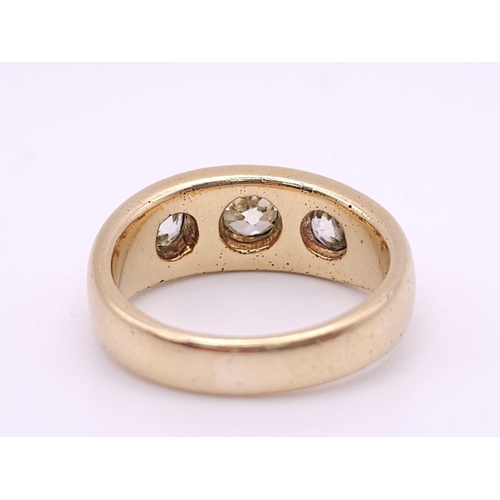 47 - 18K YELLOW GOLD, OLD CUT DIMAOND, 3 STONE RING.
APPROX 1.40CTW OF OLD CUTS.
WEIGHT: 12.3G
SIZE U

RE... 