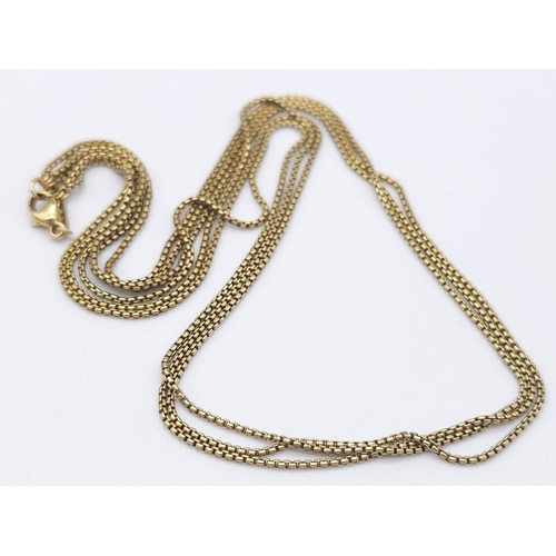 52 - A Wonderful Vintage 18K Yellow Gold Three Row Intricate Square Link Necklace. 13.05g weight.