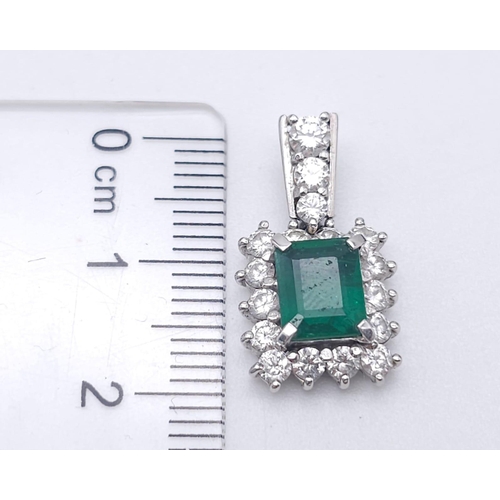 785 - An 18K White Gold, Diamond, Emerald Pendant and a Platinum, Diamond and Emerald Necklace. Pendant - ... 