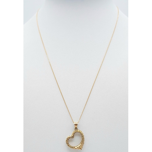 261 - An 18K Yellow Gold Heart Pendant on an 18K Yellow Gold Necklace. 2cm pendant. 40cm necklace length. ... 