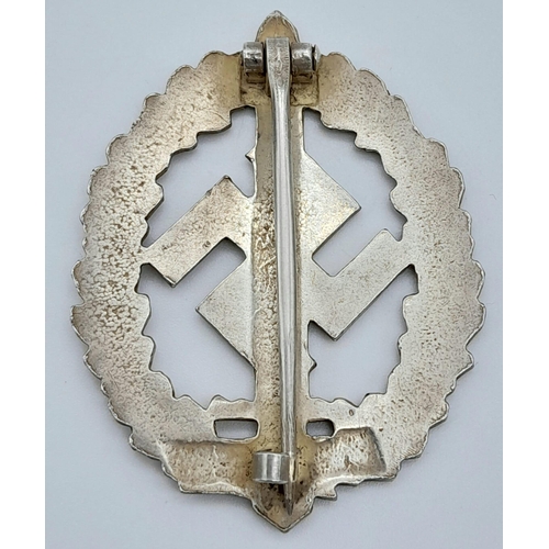 342 - WW2 German SA Disabled Veterans Sports Badge. A silver grade example depicting a Roman broad sword, ... 