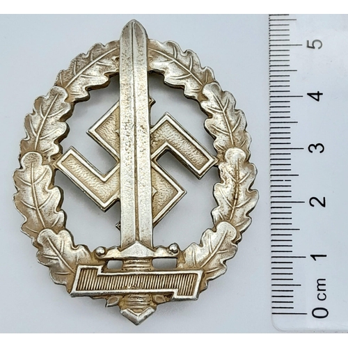 342 - WW2 German SA Disabled Veterans Sports Badge. A silver grade example depicting a Roman broad sword, ... 