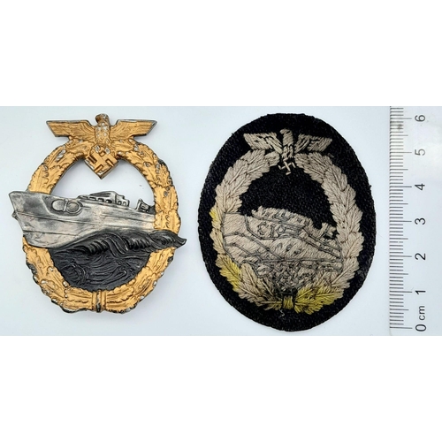 467 - WW2 German 3rd Reich Kriegsmarine “Schnell Boat” (Fast Torpedo Boat) Qualification badge in painted ... 