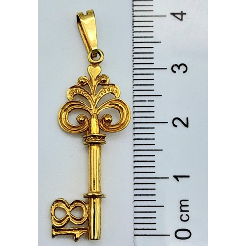 754 - A 9K GOLD 18 KEY PENDANT .   2.1gms