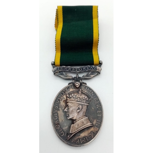 208 - King George VI Territorial Efficiency Medal. Awarded to: 896698 Pte W.G Smith R.P.C (Royal Pioneer C... 