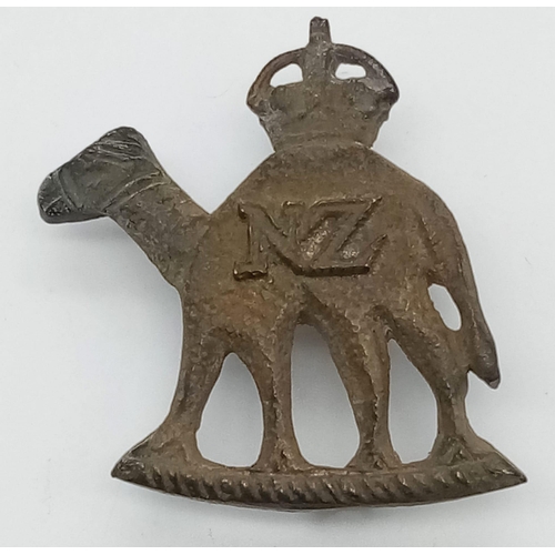 265 - WW1 Theatre Made New Zealand Camel Corps Sand Cast Badge.