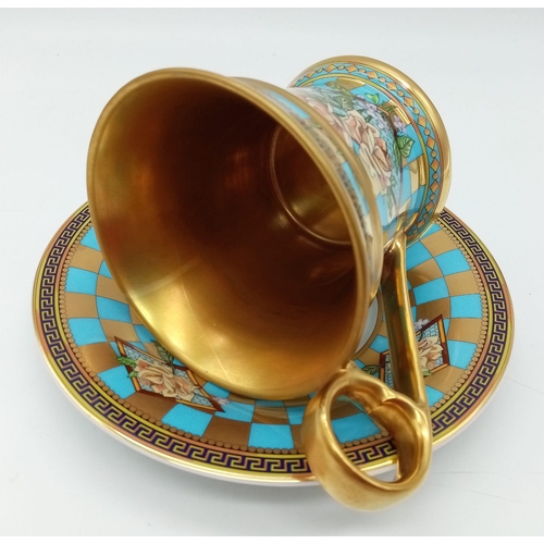 408 - A Rare Pattern Versace Rosenthal Floral Decoration Cup and Saucer in Unused Excellent Condition. 16.... 