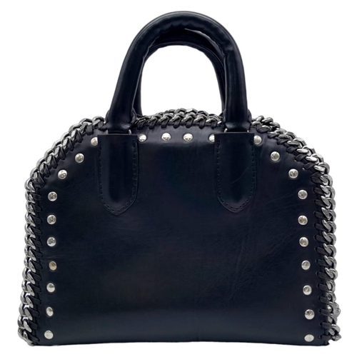 136 - A Stella McCartney Black Falabella Box Handbag. Leather exterior with embroidered bird and cherry bl... 