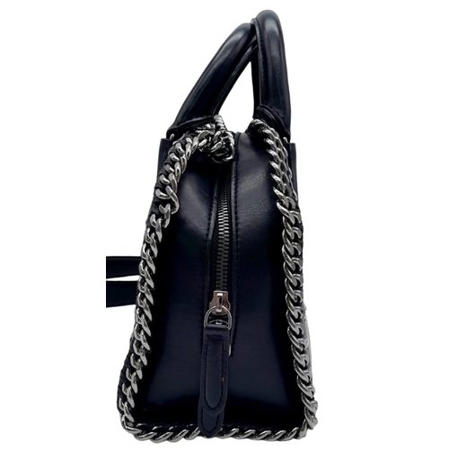 136 - A Stella McCartney Black Falabella Box Handbag. Leather exterior with embroidered bird and cherry bl... 