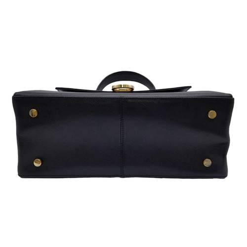 199 - A Salvatore Ferragamo Black Iconic Top Handle Bag. Leather exterior with gold toned hardware, 4 prot... 