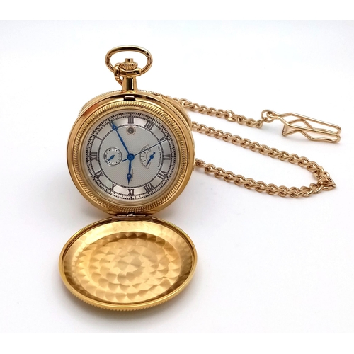 372 - An Unworn Gold Plated Rotary Manual Wind Pocket, Date Watch. 4 Day Power Reserve. With Albert Chain.... 