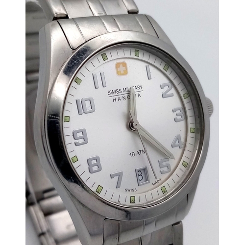 386 - Men’s Swiss Military Stainless Steel Automatic Date Watch by Hanowa. Full working order. 10ATM.