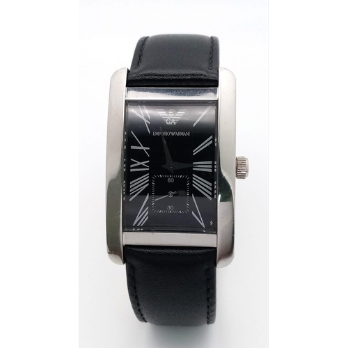 479 - A Men’s Emporio Armani Tank Style Watch Model AR-0143. 34mm
Including Crown. Full Working Order. In ... 