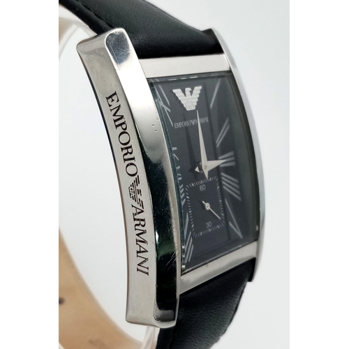 479 - A Men’s Emporio Armani Tank Style Watch Model AR-0143. 34mm
Including Crown. Full Working Order. In ... 