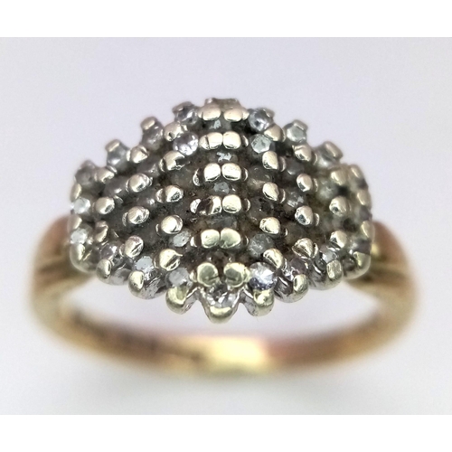 606 - A 9K YELLOW GOLD DIAMOND RING. Size J, 0.20ctw, 2.5g total weight.