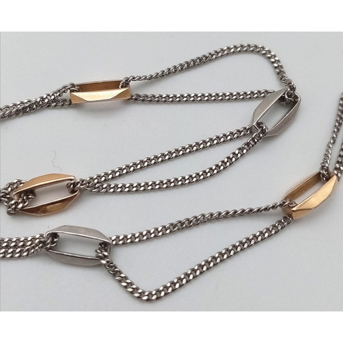 186 - A PLATINUM & 18K ROSE GOLD BRACELET. 17cm length, 4.5g total weight.