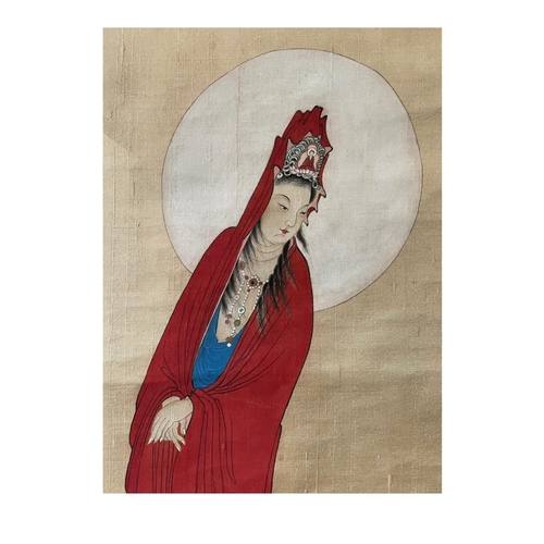 400 - Guanyin; Scriptures; Chinese ink and watercolor on silk scroll; Attribute to Lu Xiaoman.
101cm*39.5c... 