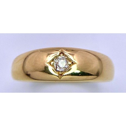 54 - AN 18K GOLD ANTIQUE OLD CUT DIAMOND SET RING HALLMARKED BIRMINGHAM 1916 .   5.5gms   size O