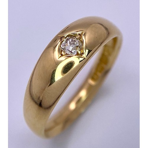 54 - AN 18K GOLD ANTIQUE OLD CUT DIAMOND SET RING HALLMARKED BIRMINGHAM 1916 .   5.5gms   size O