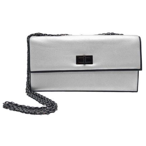 4 - Chanel Silver Leather Flap Bag.
Stunning quality throughout, this bag features a slip chain handle, ... 