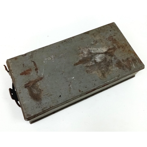 508 - Rare British Mk IV Tank Hotchkiss Machine Gun Ammunition Tin. Nice straight tin with good leatherwor... 