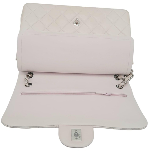 53 - Chanel Baby Pink Classic Flap Bag.
Quality quilted diamond stitch Chanel, with silver toned hardware... 