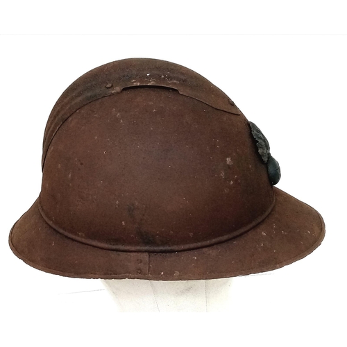 545 - WW1 French Mle 1915 Adrian Helmet Badged to the Infantry. No Liner.