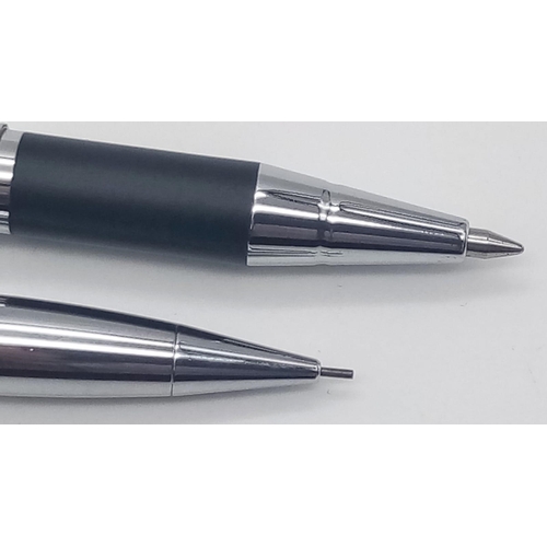 818 - ORIGINAL NEWBRIDGE SILVERWARE PEN AND PENCIL SET.
WITH LEATHER HOLDALL AND IN ORIGINAL PACKAGING.

R... 