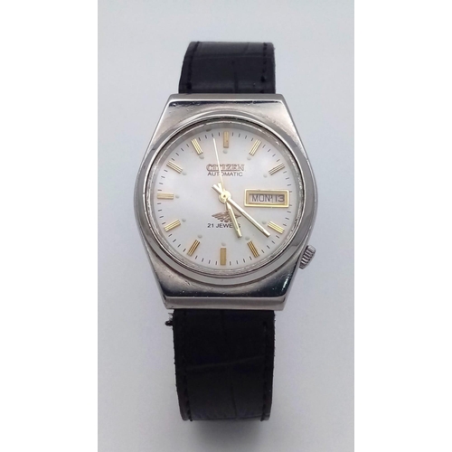 851 - An Excellent Condition Men’s Citizen Automatic 21 jewel Day/Date Watch. 35mm Case. Full Working Orde... 