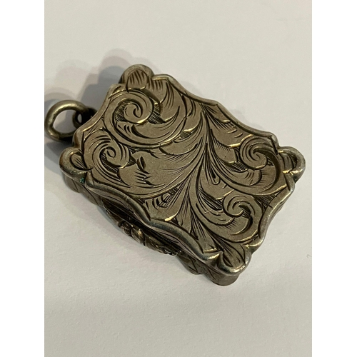 104 - Antique SILVER VINAIGRETTE Having foliate and scroll decoration to lid with gilded interior  grille.... 