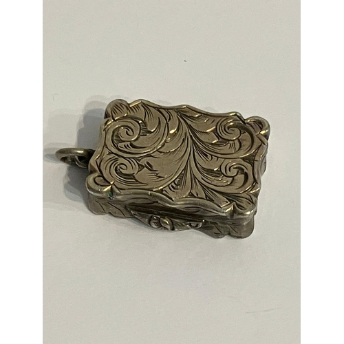 104 - Antique SILVER VINAIGRETTE Having foliate and scroll decoration to lid with gilded interior  grille.... 